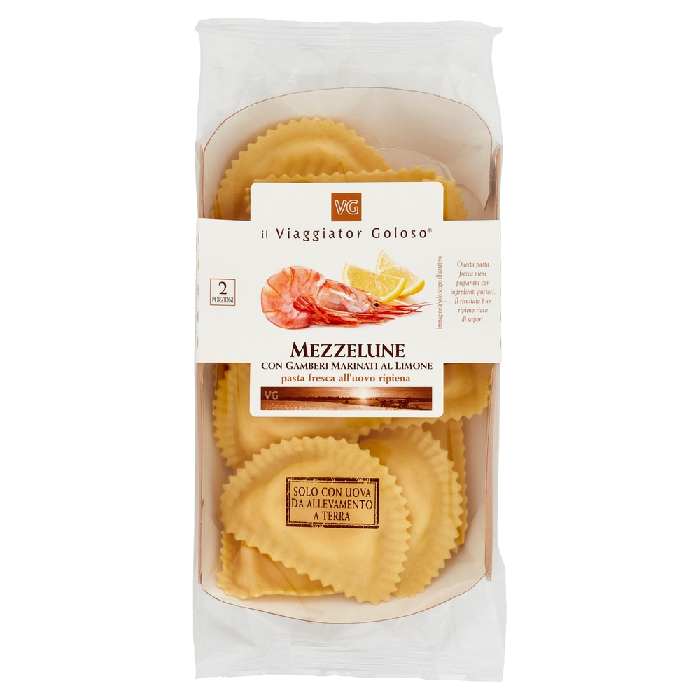 Mezzelune con Gamberi Marinati al Limone, 250 g